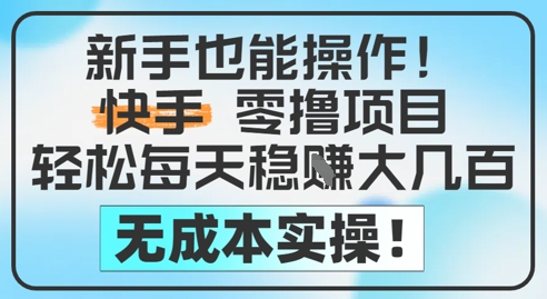 新手也能操作,快手零撸挣米,轻松每天挣2-5张,完全无成本网创吧-网创项目资源站-副业项目-创业项目-搞钱项目网创吧