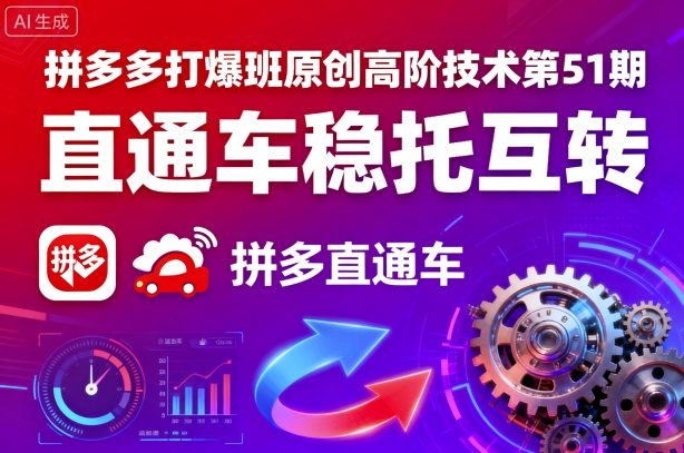 拼多多打爆班原创高阶技术第51期,直通车稳托互转网创吧-网创项目资源站-副业项目-创业项目-搞钱项目网创吧