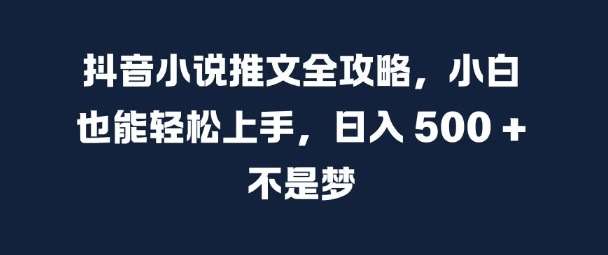 抖音小说推文全攻略,小白也能轻松上手,日入 5张+ 不是梦【揭秘】网创吧-网创项目资源站-副业项目-创业项目-搞钱项目网创吧