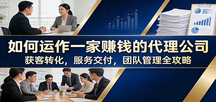 如何运作一家赚钱的代理公司：获客转化，服务交付，团队管理全攻略网创吧-网创项目资源站-副业项目-创业项目-搞钱项目网创吧