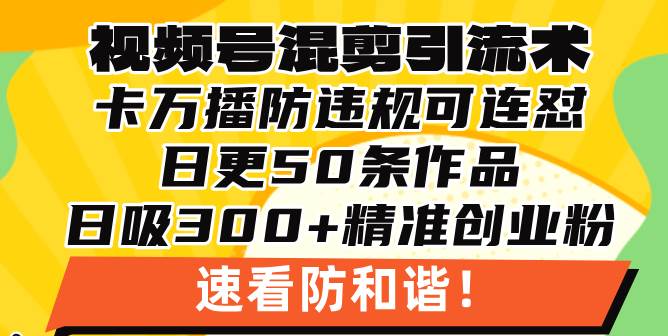 (13400期)视频号混剪引流技术,500万播放引流17000创业粉,操作简单当天学会网创吧-网创项目资源站-副业项目-创业项目-搞钱项目网创吧