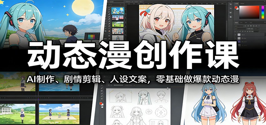 动态漫创作课：AI制作、剧情剪辑、人设文案，零基础做爆款动态漫网创吧-网创项目资源站-副业项目-创业项目-搞钱项目网创吧