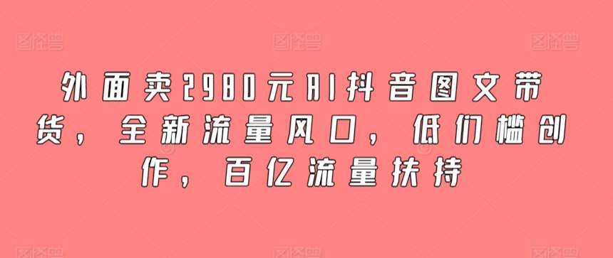外面卖2980元AI抖音图文带货,全新流量风口,低们槛创作,百亿流量扶持网创吧-网创项目资源站-副业项目-创业项目-搞钱项目网创吧
