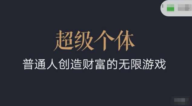 超级个体2024-2025翻盘指南,普通人创造财富的无限游戏网创吧-网创项目资源站-副业项目-创业项目-搞钱项目网创吧
