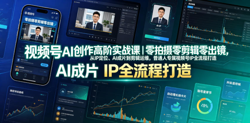视频号AI创作高阶实战课|零拍摄零剪辑零出镜,从IP定位、AI成片到剪辑运维,普通人专属视频号IP全流程打造网创吧-网创项目资源站-副业项目-创业项目-搞钱项目网创吧