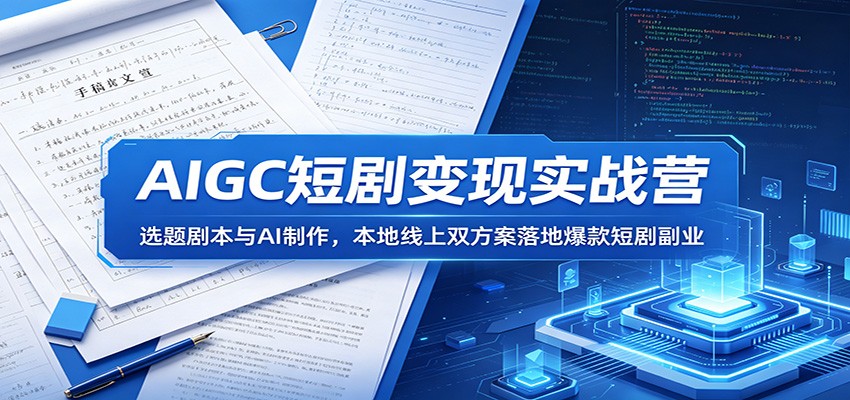 AIGC短剧变现实战营：选题剧本与AI制作，本地线上双方案落地爆款短剧副业网创吧-网创项目资源站-副业项目-创业项目-搞钱项目网创吧