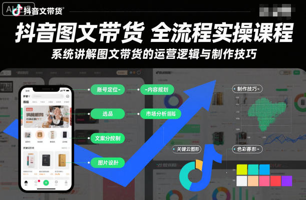 抖音图文带货全流程实操课程，系统讲解图文带货的运营逻辑与制作技巧网创吧-网创项目资源站-副业项目-创业项目-搞钱项目网创吧