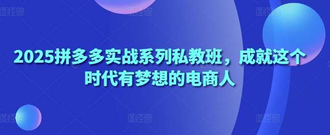 2025拼多多实战系列私教班,成就这个时代有梦想的电商人网创吧-网创项目资源站-副业项目-创业项目-搞钱项目网创吧