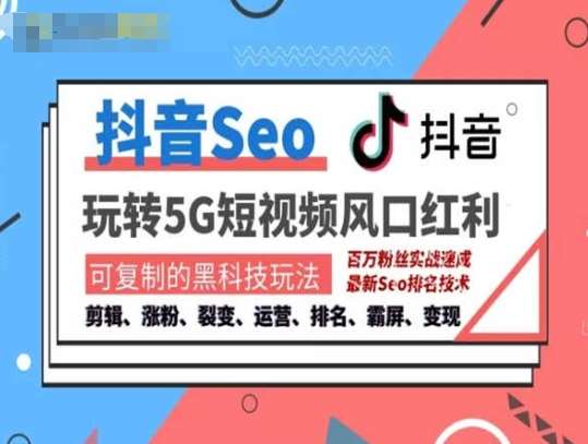 抖音SEO引流培训课程-抓住抖音风口,实现搜索排名,获取精准流量,快速成交变现网创吧-网创项目资源站-副业项目-创业项目-搞钱项目网创吧
