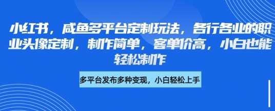 小红书咸鱼多平台定制玩法,各行各业的职业头像定制,制作简单,客单价高,小白也能轻松制作网创吧-网创项目资源站-副业项目-创业项目-搞钱项目网创吧