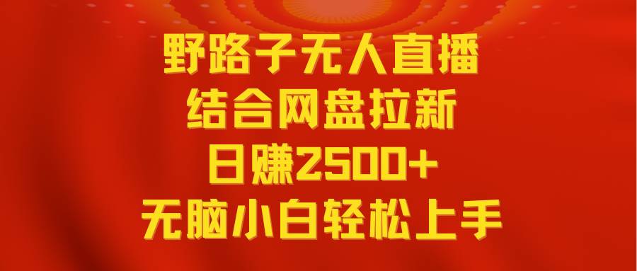 (9025期)无人直播野路子结合网盘拉新,日赚2500+多平台变现,小白无脑轻松上手操作网创吧-网创项目资源站-副业项目-创业项目-搞钱项目网创吧