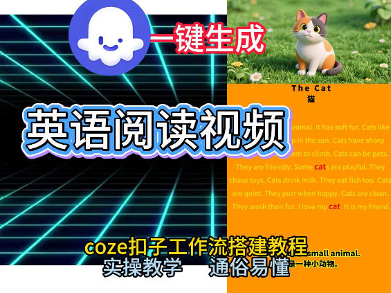 Coze工作流一键生成少儿英语阅读短视频,从0到1演示搭建过程,实操教学,小白也可以学会,搭建自己的AI智能体网创吧-网创项目资源站-副业项目-创业项目-搞钱项目网创吧