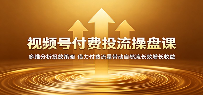 视频号付费投流操盘课：多维分析投放策略，借力付费流量带动自然流长效增长收益网创吧-网创项目资源站-副业项目-创业项目-搞钱项目网创吧