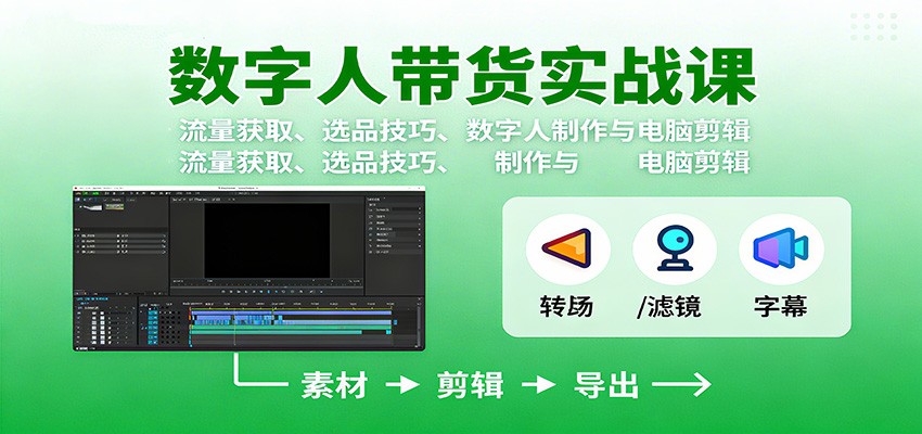 数字人变现实战课：流量获取、选品技巧、数字人制作与电脑剪辑网创吧-网创项目资源站-副业项目-创业项目-搞钱项目网创吧