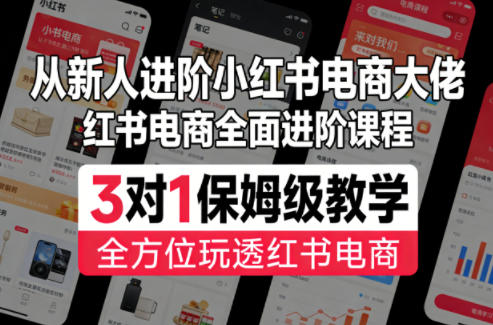 从新人进阶小红书电商大佬,红书电商全面进阶课程,3对1保姆级教学,全方位玩透红书电商网创吧-网创项目资源站-副业项目-创业项目-搞钱项目网创吧