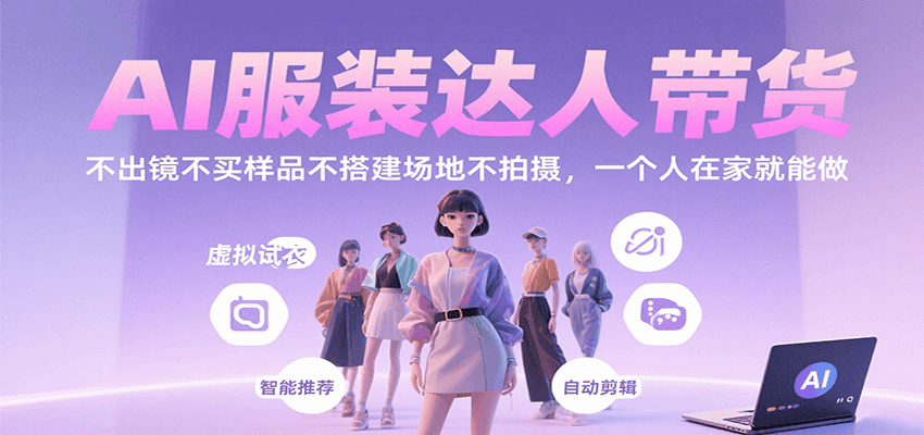AI服装达人带货，不出镜不买样品不搭建场地不拍摄，一个人在家就能做网创吧-网创项目资源站-副业项目-创业项目-搞钱项目网创吧