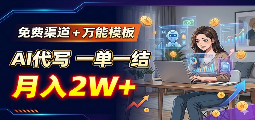 免费渠道+万能模板,AI代写一单一结,月入2W+网创吧-网创项目资源站-副业项目-创业项目-搞钱项目网创吧