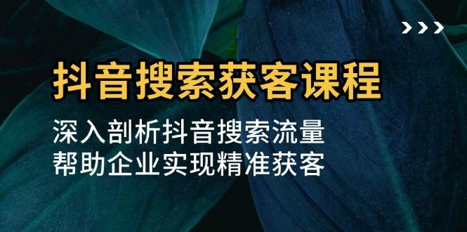 (13465期)抖音搜索获客课程:深入剖析抖音搜索流量,帮助企业实现精准获客网创吧-网创项目资源站-副业项目-创业项目-搞钱项目网创吧
