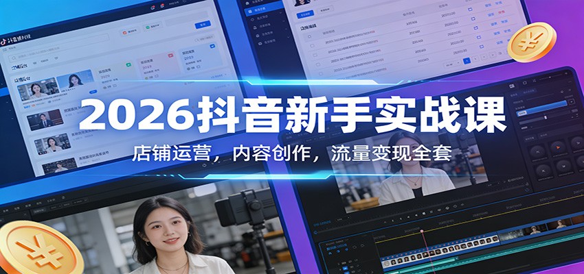 2026抖音新手实战课:店铺运营,内容创作,流量变现全套网创吧-网创项目资源站-副业项目-创业项目-搞钱项目网创吧