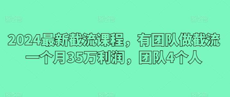 2024最新截流课程,有团队做截流一个月35万利润,团队4个人网创吧-网创项目资源站-副业项目-创业项目-搞钱项目网创吧