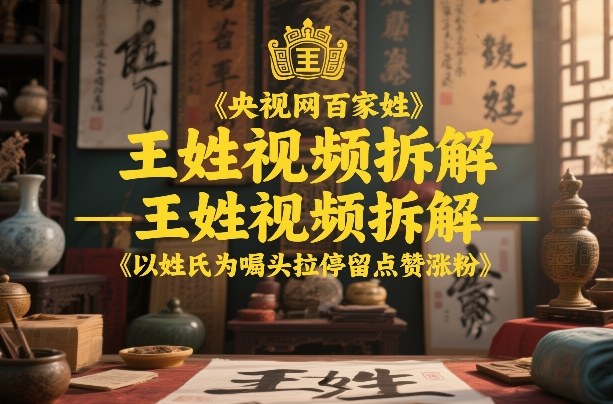 央视网百家姓–王姓视频拆解,以姓氏为噱头拉停留点赞涨粉网创吧-网创项目资源站-副业项目-创业项目-搞钱项目网创吧