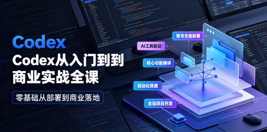 Codex从入门到商业实战全课｜账号充值部署、AI工具联动、核心功能精讲、自动化搭建、全站项目开发零基础教程网创吧-网创项目资源站-副业项目-创业项目-搞钱项目网创吧