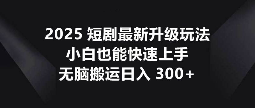 2025短剧最新升级玩法，小白也能快速上手，无脑搬运日入300+网创吧-网创项目资源站-副业项目-创业项目-搞钱项目网创吧