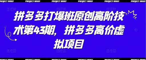 拼多多打爆班原创高阶技术第43期，拼多多高价虚拟项目网创吧-网创项目资源站-副业项目-创业项目-搞钱项目网创吧