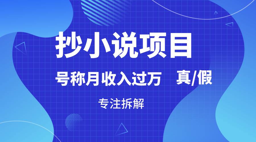 抄小说项目,号称月入过万,到底是否真实,能不能做,详细拆解网创吧-网创项目资源站-副业项目-创业项目-搞钱项目网创吧