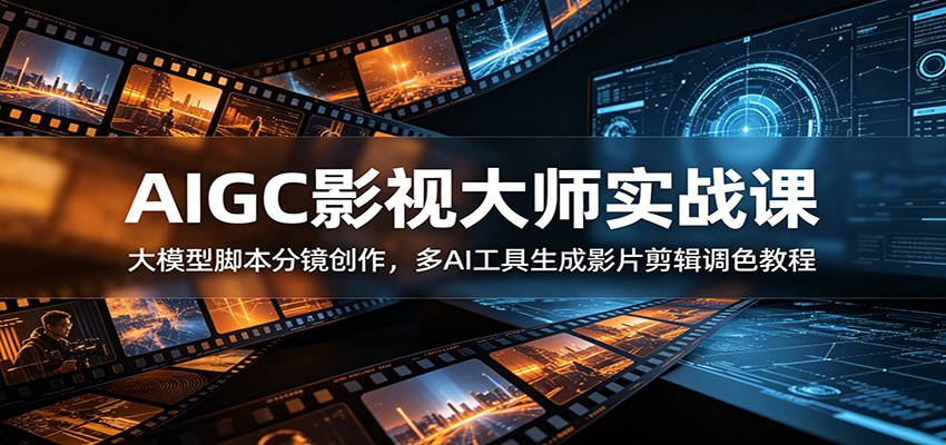 AIGC影视大师实战课：大模型脚本分镜创作，多AI工具生成影片剪辑调色教程网创吧-网创项目资源站-副业项目-创业项目-搞钱项目网创吧