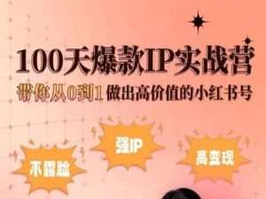小红书100天爆款IP实战营,带你从0到1做出高价值的小红书号网创吧-网创项目资源站-副业项目-创业项目-搞钱项目网创吧