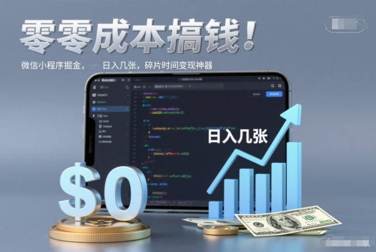 零成本搞钱,微信小程序掘金,简单易操作,日入几张,碎片时间变现神器【揭秘】网创吧-网创项目资源站-副业项目-创业项目-搞钱项目网创吧