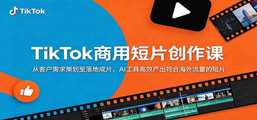 TikTok商用短片创作课：从客户需求策划至落地成片，AI工具高效产出符合海外流量的短片网创吧-网创项目资源站-副业项目-创业项目-搞钱项目网创吧