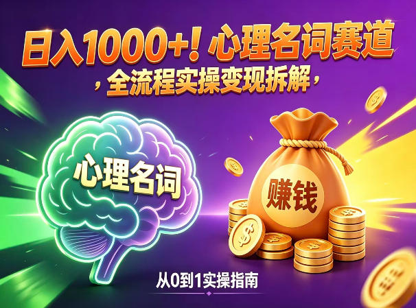 心理名词赛道,新手小白也能做,全流程项目拆解,单日变现1k+网创吧-网创项目资源站-副业项目-创业项目-搞钱项目网创吧