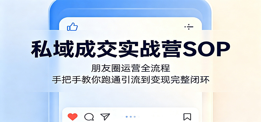 私域成交实战营SOP:朋友圈运营全流程,手把手教你跑通引流到变现完整闭环网创吧-网创项目资源站-副业项目-创业项目-搞钱项目网创吧
