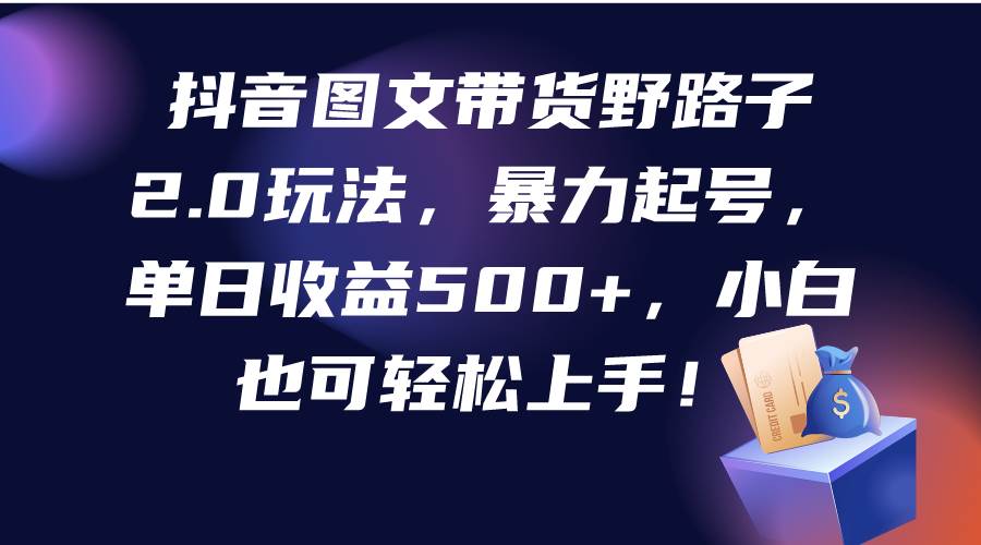 (9790期)抖音图文带货野路子2.0玩法,暴力起号,单日收益500+,小白也可轻松上手!网创吧-网创项目资源站-副业项目-创业项目-搞钱项目网创吧