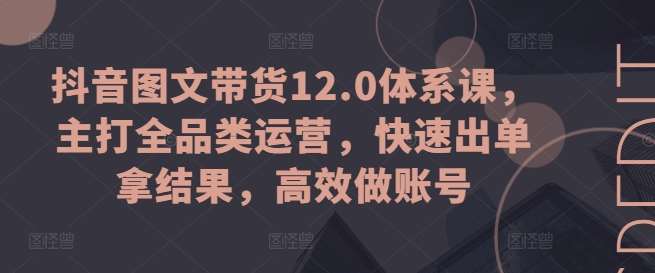 抖音图文带货12.0体系课，主打全品类运营，快速出单拿结果，高效做账号网创吧-网创项目资源站-副业项目-创业项目-搞钱项目网创吧