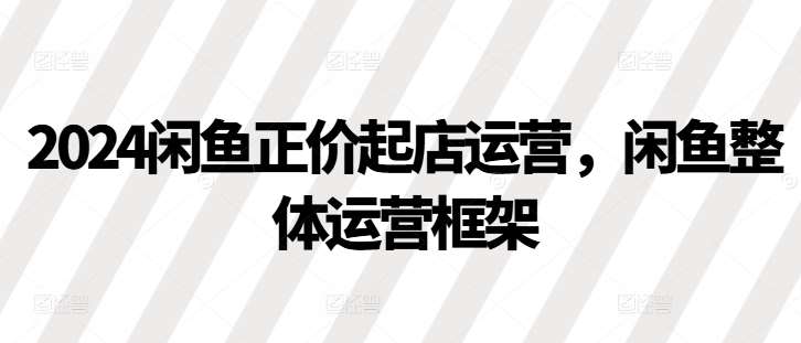 2024闲鱼正价起店运营,闲鱼整体运营框架网创吧-网创项目资源站-副业项目-创业项目-搞钱项目网创吧