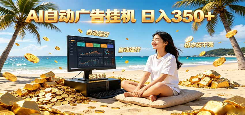 AI自动广告挂机 日入350+ 真正做到躺赚式变现,根本花不完!网创吧-网创项目资源站-副业项目-创业项目-搞钱项目网创吧