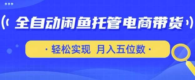 全自动闲鱼托管式电商带货,只需一部安卓手机和一个闲鱼号,轻松实现月入五位数【揭秘】网创吧-网创项目资源站-副业项目-创业项目-搞钱项目网创吧
