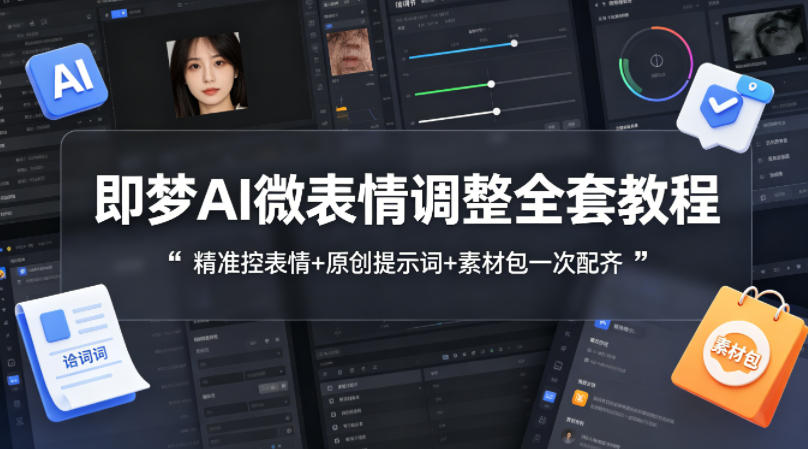 即梦AI微表情调整全套教程,精准控表情+原创提示词+素材包一次配齐网创吧-网创项目资源站-副业项目-创业项目-搞钱项目网创吧