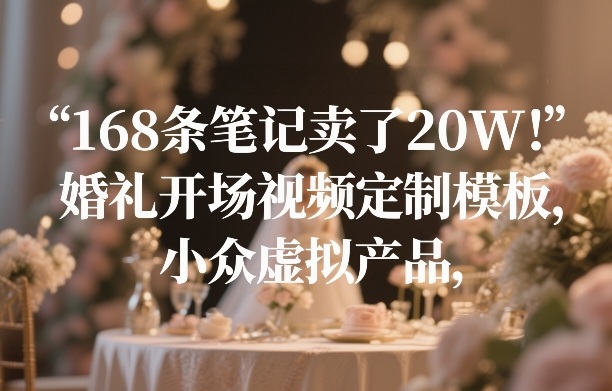 168条笔记卖了20W!婚礼开场视频定制模板,小众虚拟产品网创吧-网创项目资源站-副业项目-创业项目-搞钱项目网创吧