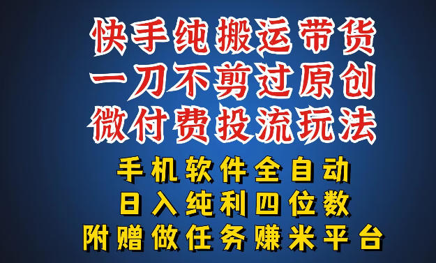 最新黑科技快手搬运带货方法,手机就能操作,轻松带你日入四位数【揭秘】网创吧-网创项目资源站-副业项目-创业项目-搞钱项目网创吧