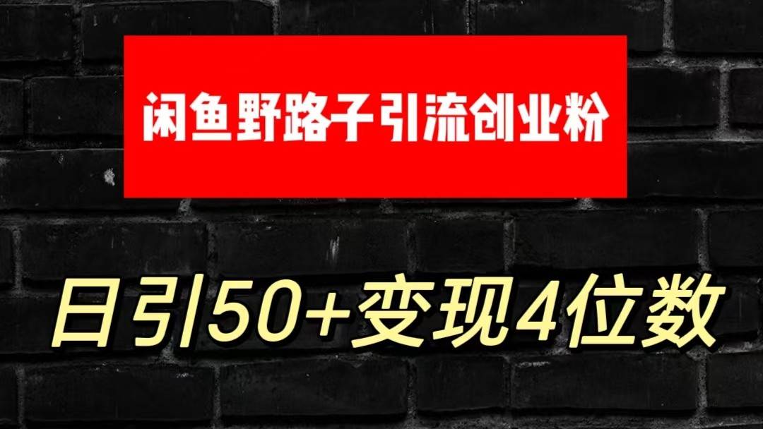 大眼闲鱼野路子引流创业粉，日引50+单日变现四位数网创吧-网创项目资源站-副业项目-创业项目-搞钱项目网创吧