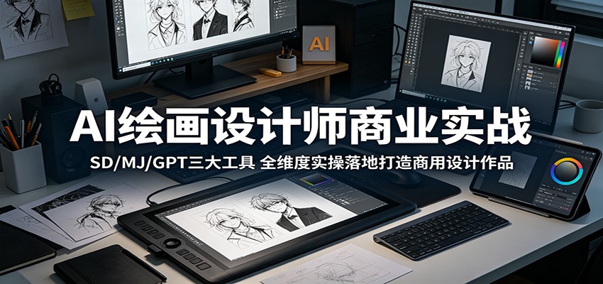 AI绘画设计师商业实战：SD/MJ/GPT三大工具，全维度实操落地打造商用设计作品网创吧-网创项目资源站-副业项目-创业项目-搞钱项目网创吧