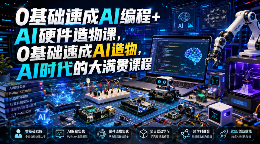 0基础速成AI编程+AI硬件造物课,0基础速成AI造物,AI时代的大满贯课程网创吧-网创项目资源站-副业项目-创业项目-搞钱项目网创吧
