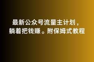 2月最新公众号流量主计划,躺着把钱赚,附保姆式教程【揭秘】网创吧-网创项目资源站-副业项目-创业项目-搞钱项目网创吧