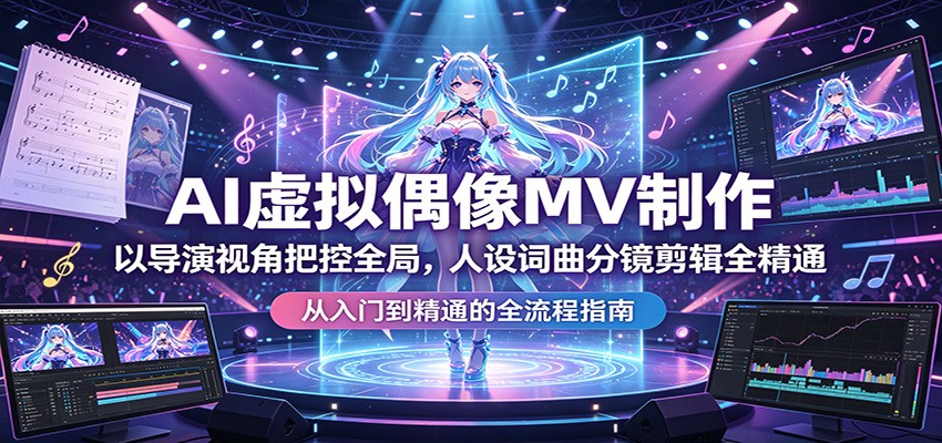 AI虚拟偶像MV制作：以导演视角把控全局，人设词曲分镜剪辑全精通网创吧-网创项目资源站-副业项目-创业项目-搞钱项目网创吧
