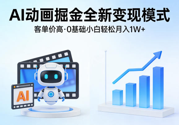 AI动画掘金全新变现模式,客单价高,0基础小白也能轻松月入1W+网创吧-网创项目资源站-副业项目-创业项目-搞钱项目网创吧