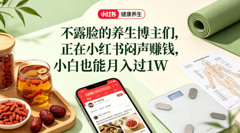 小红书健康养生科普图文赛道,不露脸的养生博主们,正在小红书闷声賺钱,小白也能月入过1W网创吧-网创项目资源站-副业项目-创业项目-搞钱项目网创吧